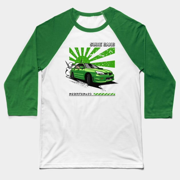 Subie Gang WRX STi (Lowrider Green) Baseball T-Shirt by Jiooji Project